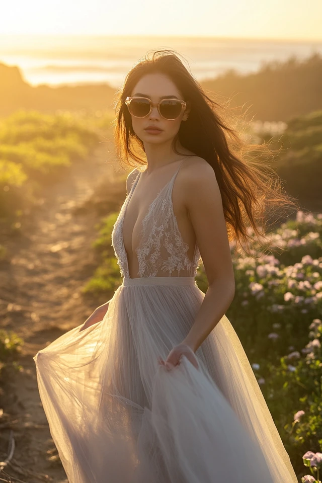 Romantic Engagement Photoshoot Dresses with Flowy Tulle: Dreamy Looks for Timeless Memories