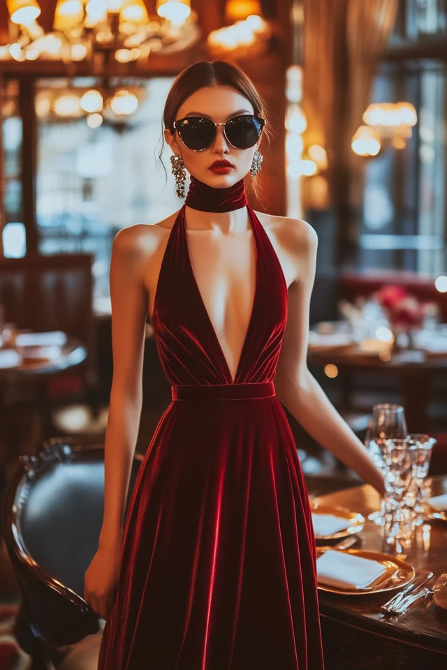 Sophisticated Anniversary Dinner Gowns with Velvet Textures: Elegance for Unforgettable Evenings