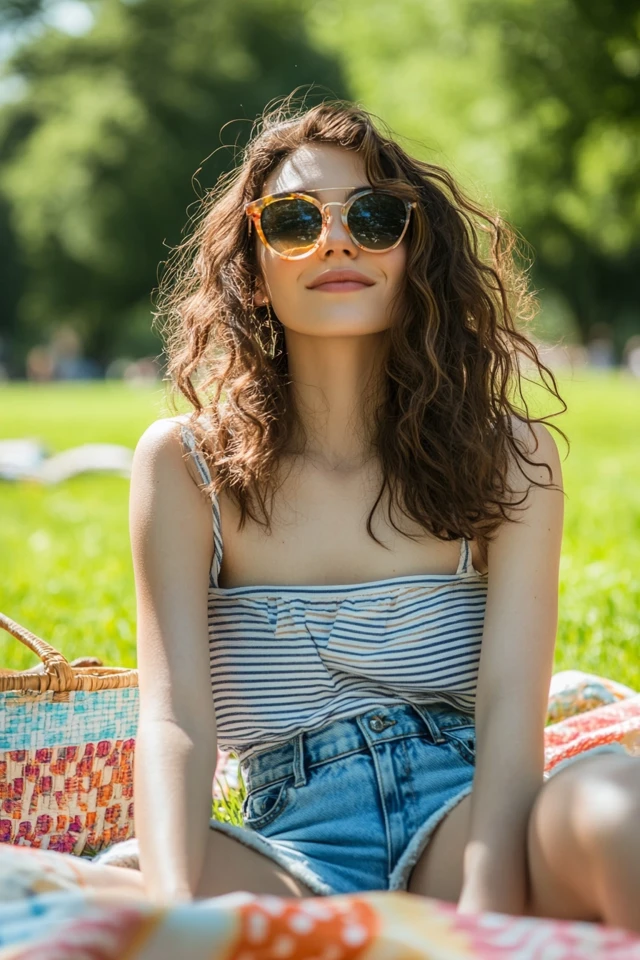 Casual Picnicking Styles with Denim and Stripes: Effortless Outfits for Outdoor Charm