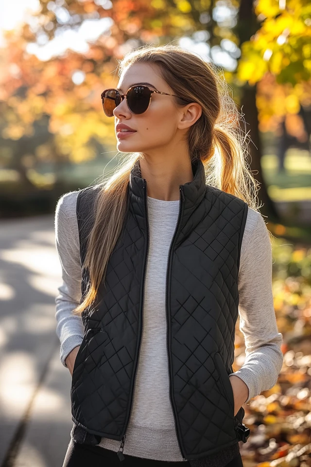 Warm Quilted Vests for Transitional Weather