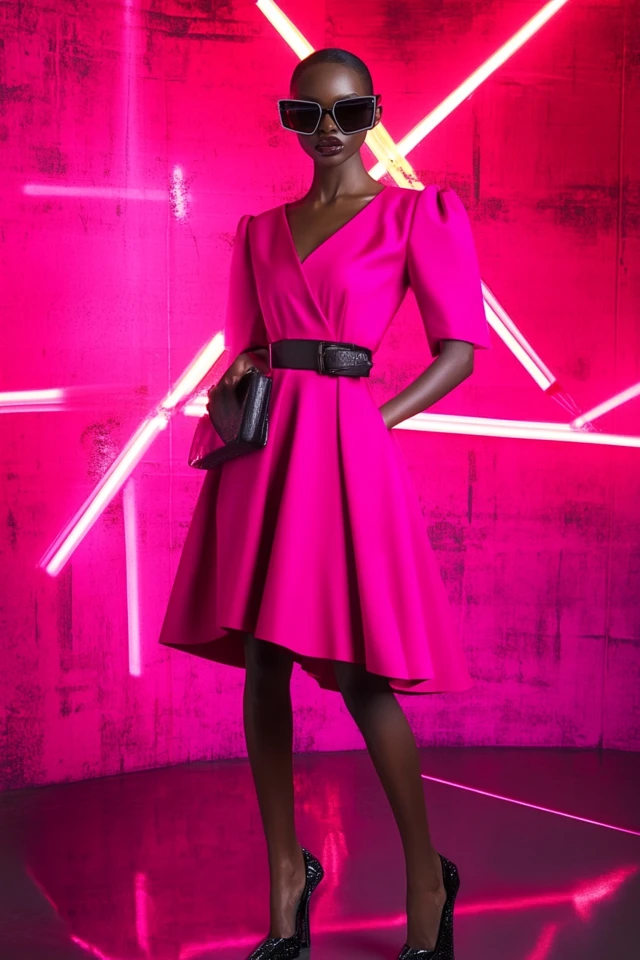 Black Dresses with Fuchsia Accents