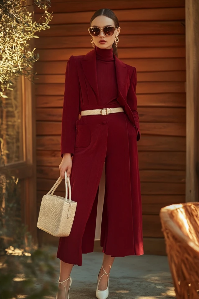 How to Style Deep Wine Red with Cream Accessories
