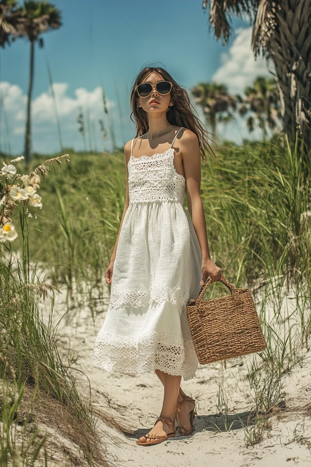 Combining Linen and Eyelet for Breezy Dresses