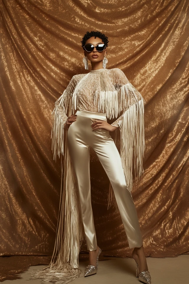 Satin and Fringe Together for Bold Statement Looks