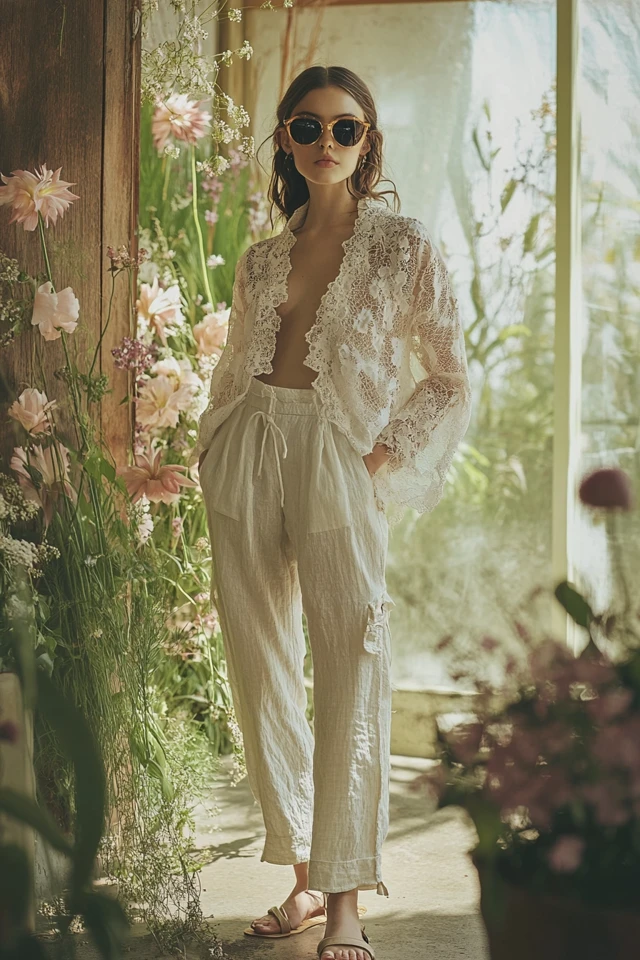 How to Wear Linen and Lace Together in Spring Outfits