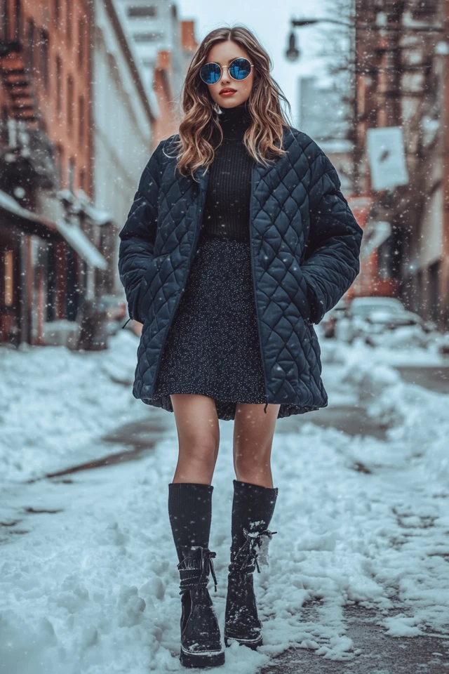 Quilted Skirts for Winter Street Style
