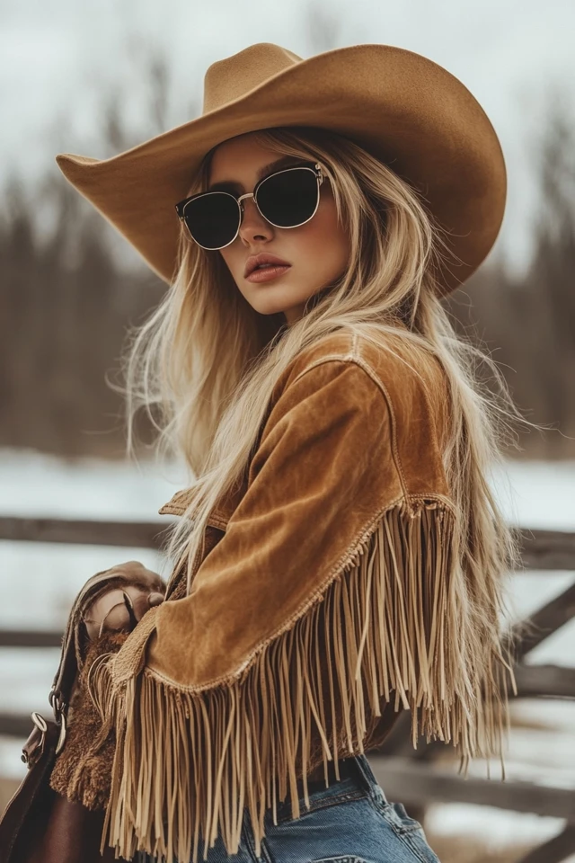 Fringe Details in Jackets for Winter Western Looks