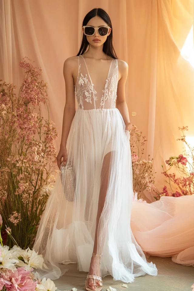 Sheer Overlay Dresses for Summer Weddings
