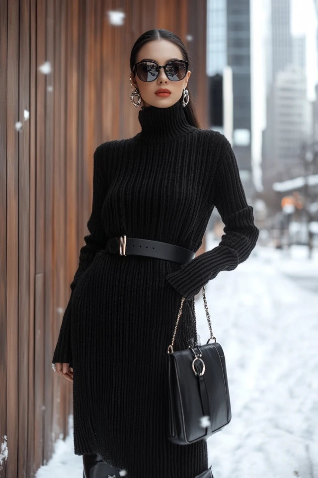 Luxe Knit Turtleneck Dresses for Winter Style