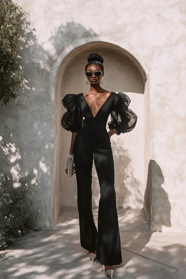 Puff-Sleeve Jumpsuits for Statement Fashion