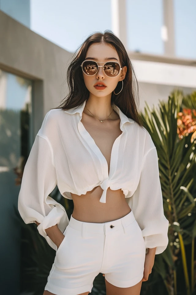High-Rise Shorts with Tailored Lines