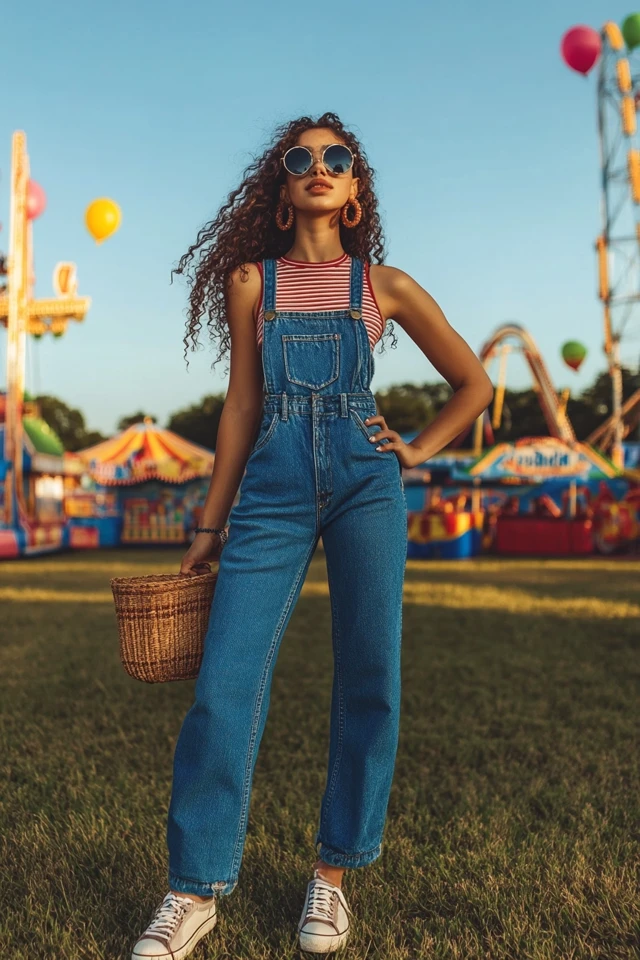 Fun Summer Fair Looks with Denim Overalls