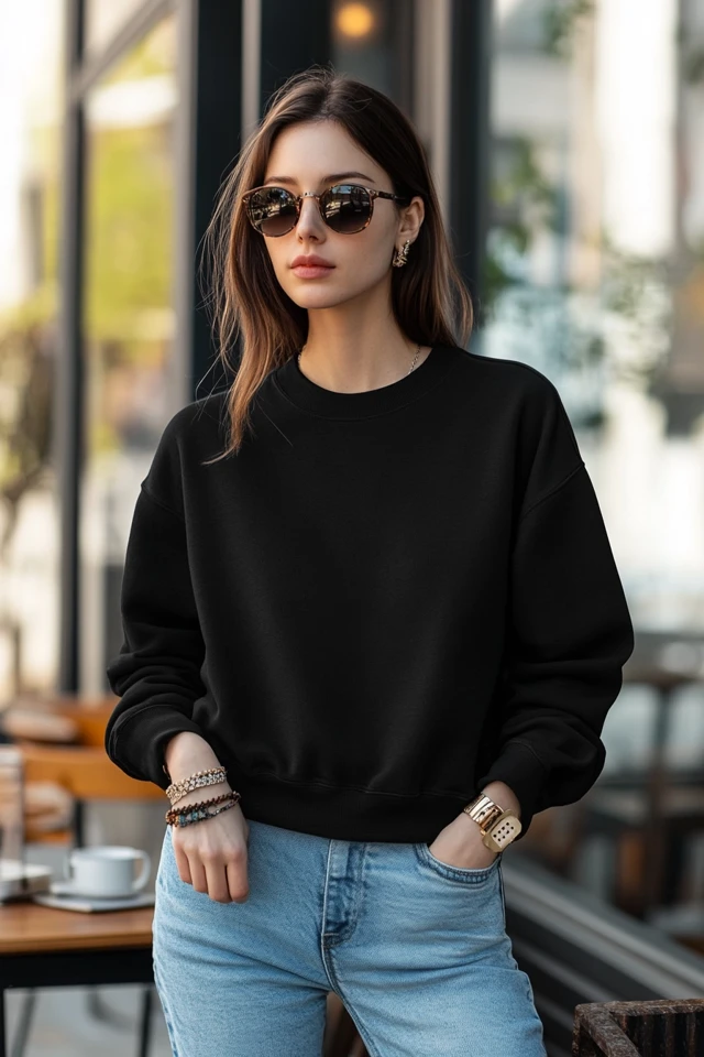 Basic Crew Neck Sweatshirts for Casual Wear