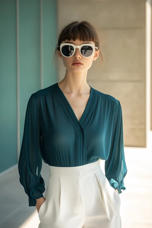 Teal and Off-White in Modern Work Blouses: Elevate Your Office Wardrobe