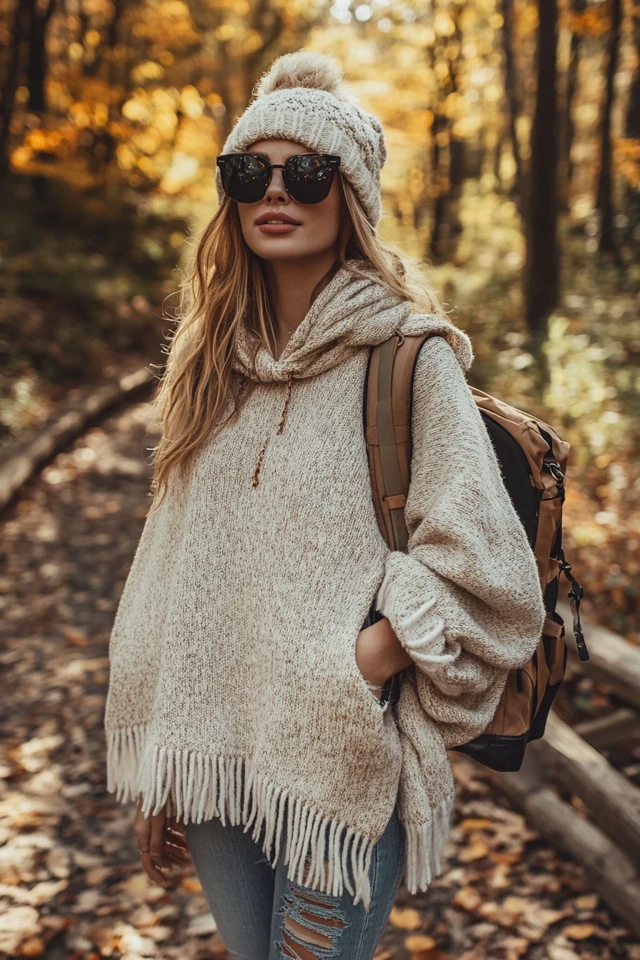 Soft Wool Ponchos for Cool Autumn Hikes