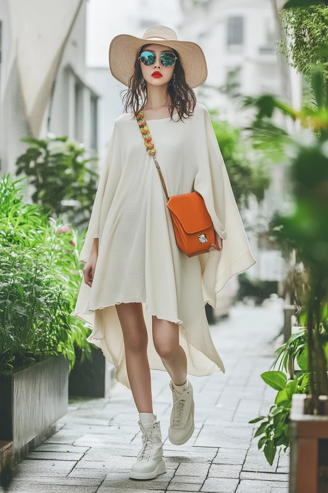 Easy-to-Layer Poncho Dresses for Mild Showers