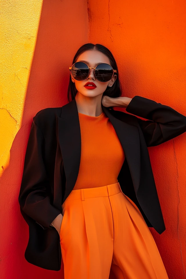 Bright Orange and Deep Charcoal in Eye-Catching Looks