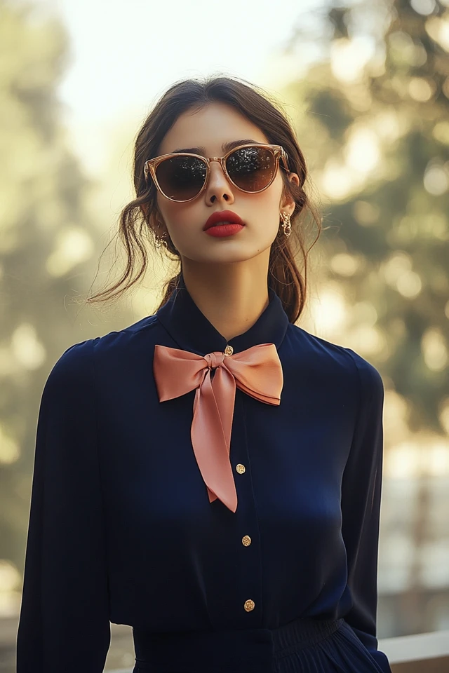 Navy and Rose Gold Blouses for a Modern Look