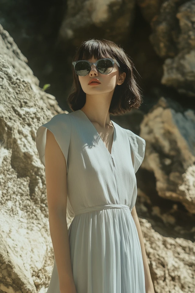 Soft Periwinkle and Cream Combinations for Day Dresses
