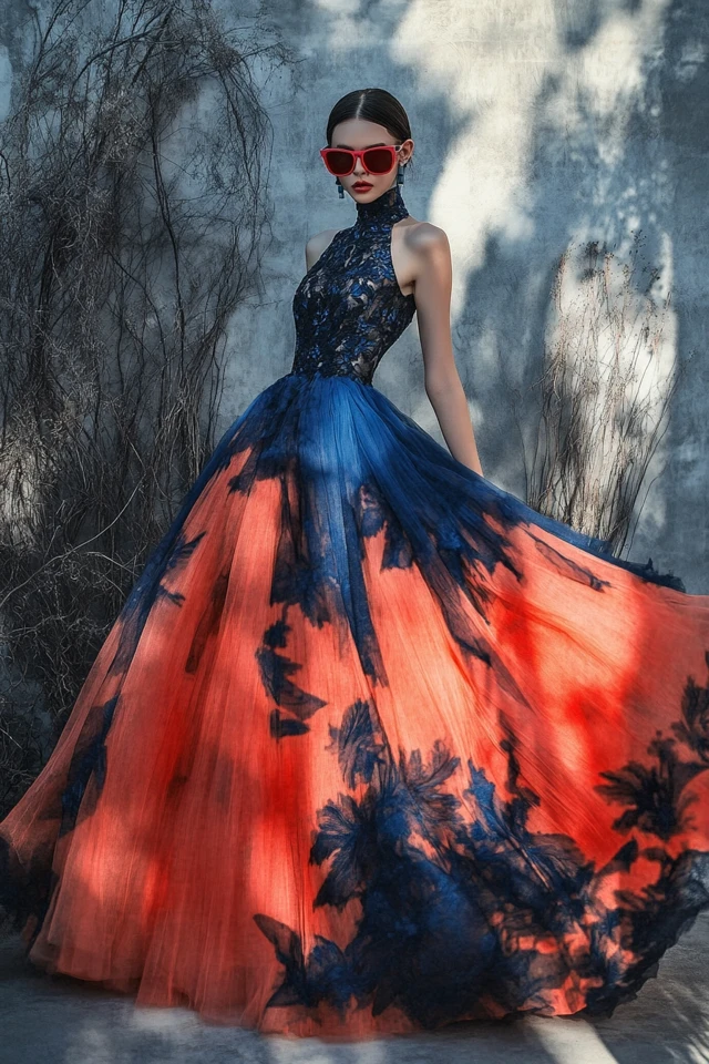 Accessorizing Coral and Midnight Blue Gowns: - photo 8