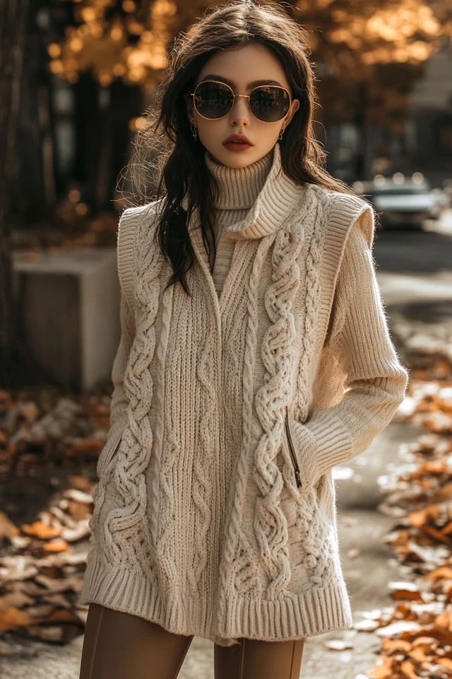 Knit Vest Dresses with Knee-High Boots for Fall