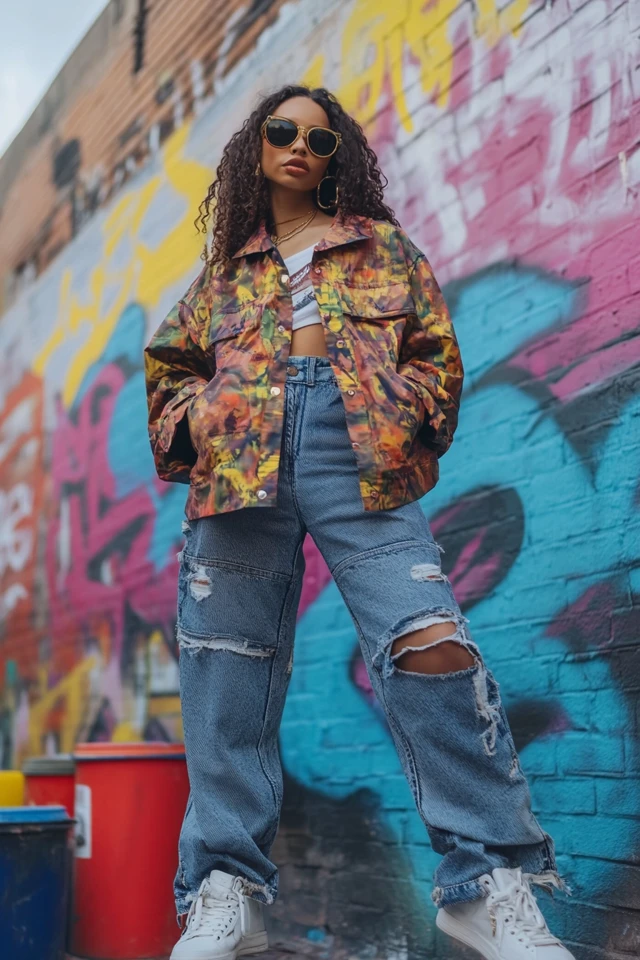 Edgy Graffiti Tour Outfits with Oversized Jackets