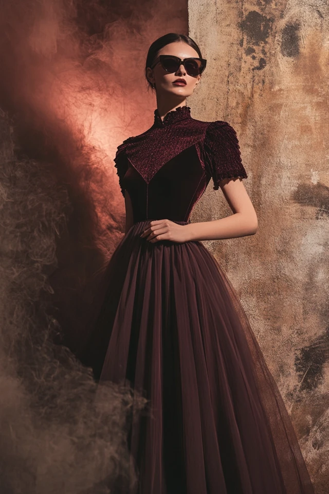 Velvet and Tulle Together for Romantic Evening Gowns: A Match Made in Elegance