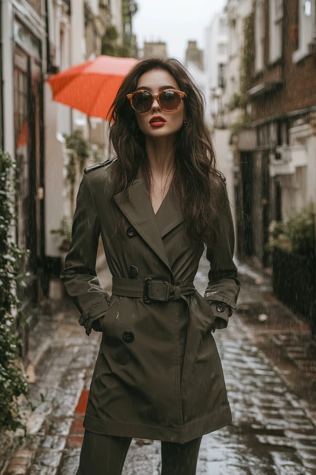 Water-Resistant Trench Coats for Drizzly Walks