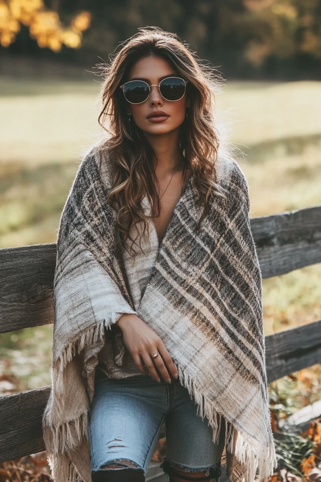 Warm Layered Ponchos for Windy Fall Weather