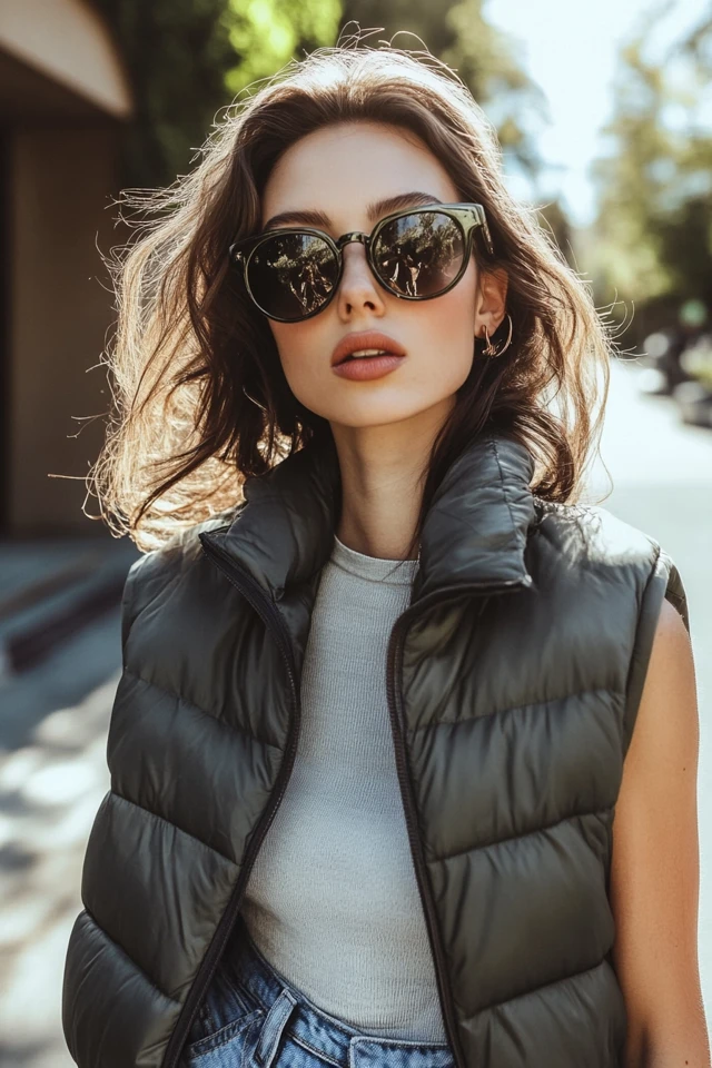 Relaxed Puffer Vests for Chilly Spring Mornings