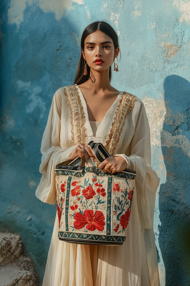 Styling Embroidered Bags with Elegant Outfits