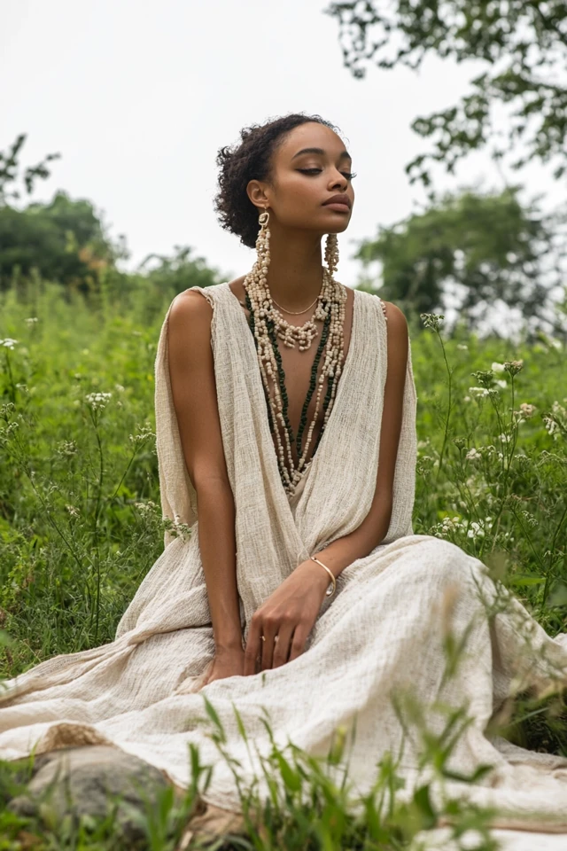 Styling Chunky Jewelry with Light Fabrics