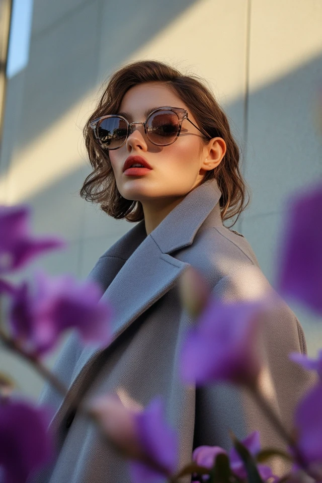 Soft Lilac and Charcoal Grey in Feminine Outerwear