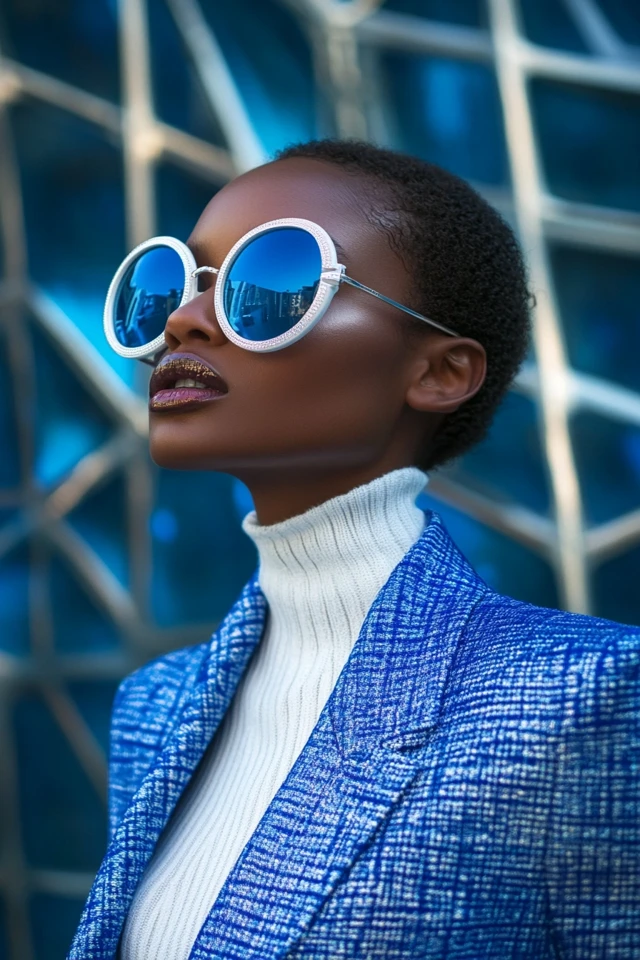 Mixing Cool White and Bold Cobalt in Statement Jackets