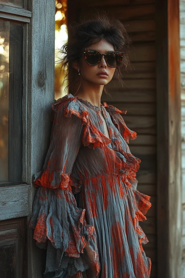 Dusty Blue and Burnt Orange Layers for Fall Dresses