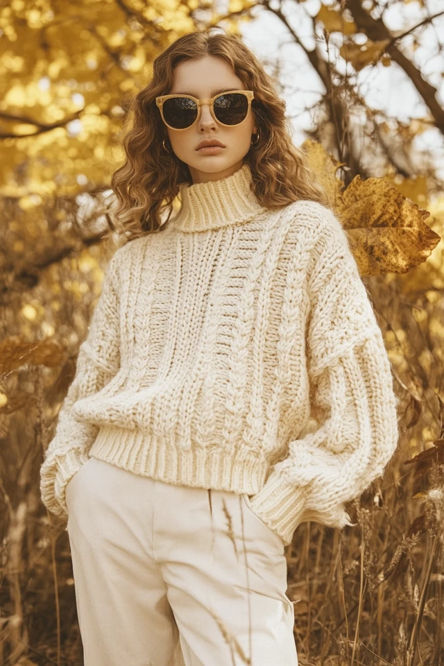 Warm Cream and Mustard Color Combinations for Knitwear