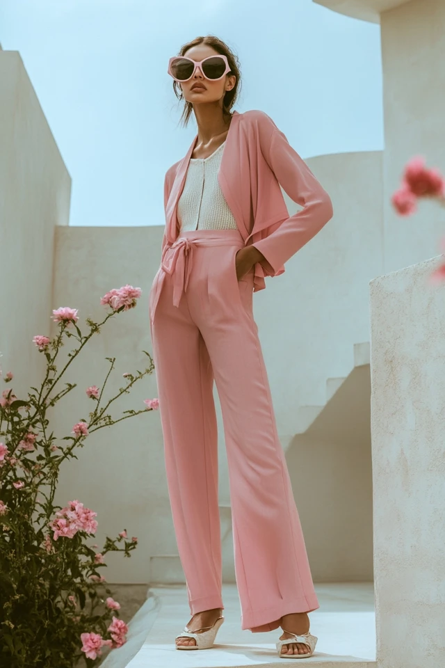 Monochrome Pink Outfits with Layered Textures