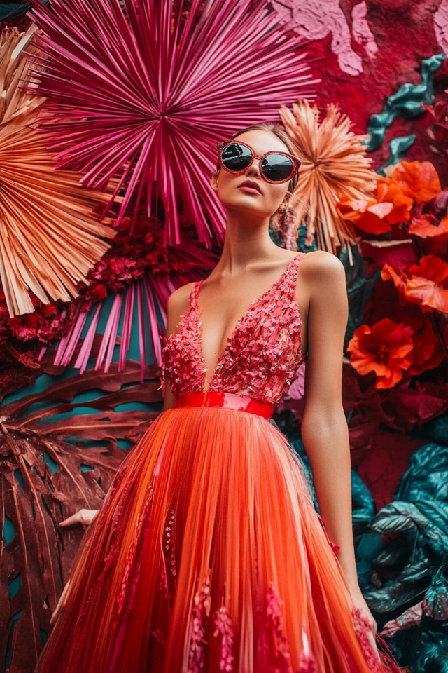 The Best Combinations of Burgundy and Bright Coral for Party Looks