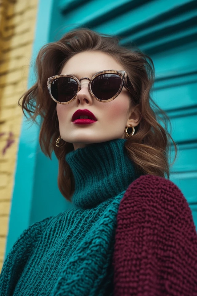 How to Style Aqua and Plum in Trendy Knitwear