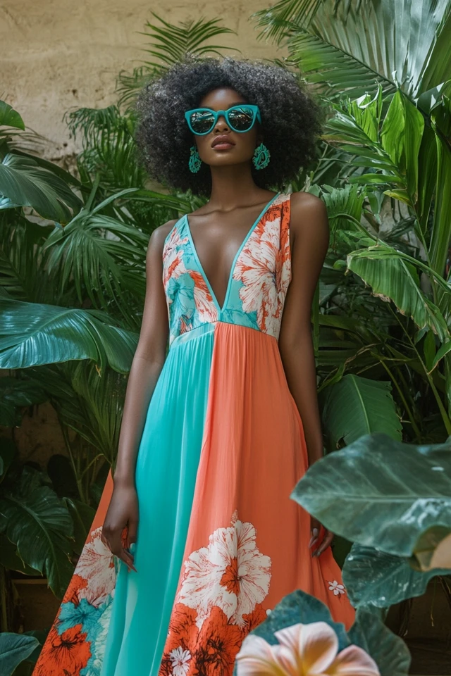 Mixing Coral and Teal in Fun Vacation Dresses