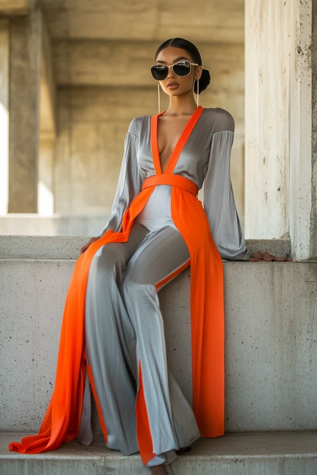 Blending Steel Grey and Vibrant Coral in Power Dresses