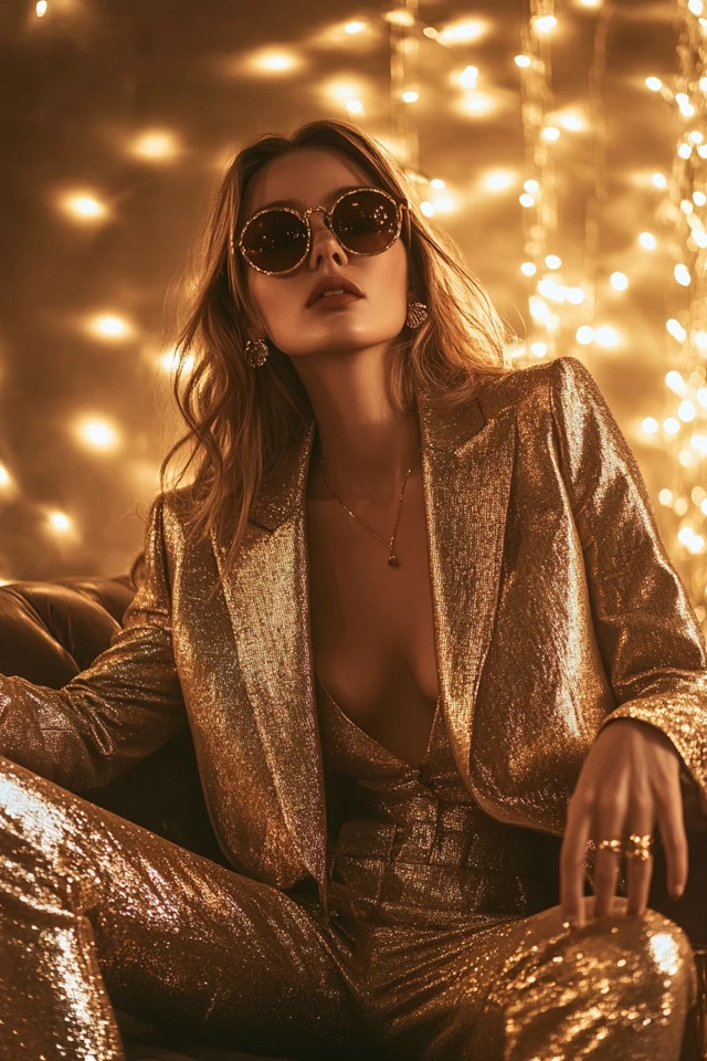 Metallic Gold Pantsuits for Festive Events: Shimmering Style That Steals the Spotlight - photo 5