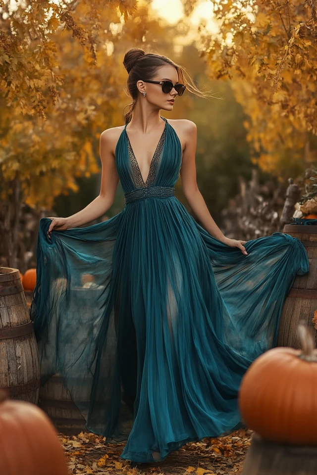 Rich Teal Dresses for Fall Harvest Festivals: A Vibrant and Seasonal Choice - photo 5