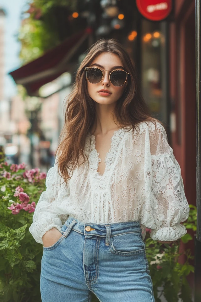 Denim and Lace Together for Feminine Everyday Looks: A Perfect Blend of Casual and Chic - photo 5