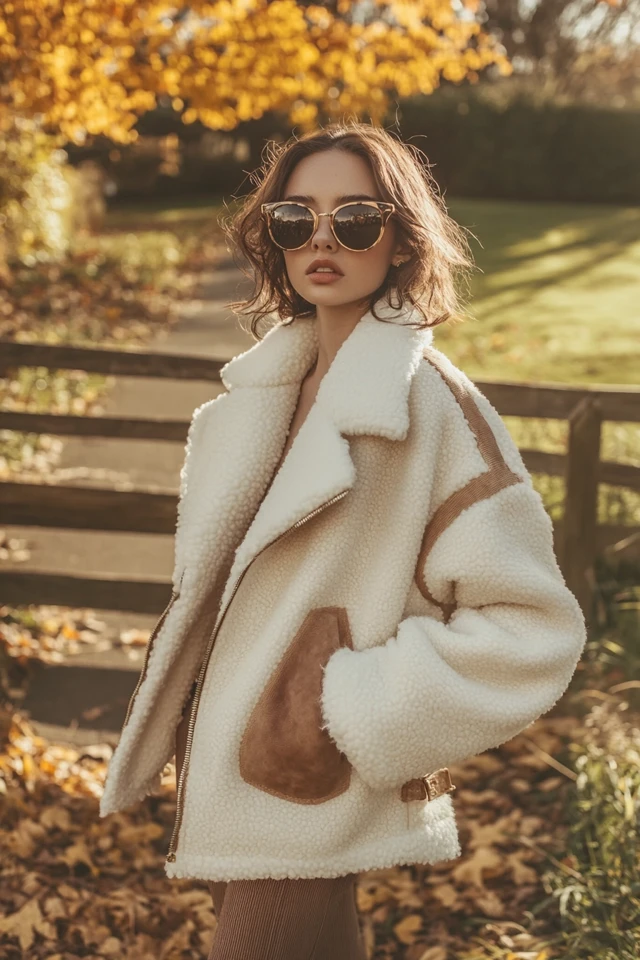 Layered Shearling Jackets for Fall Coolness - photo 5