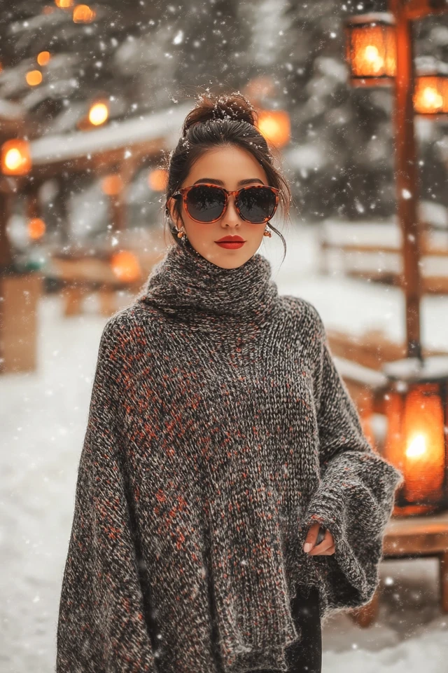 Oversized Knit Ponchos for Winter Cozy Looks - photo 5
