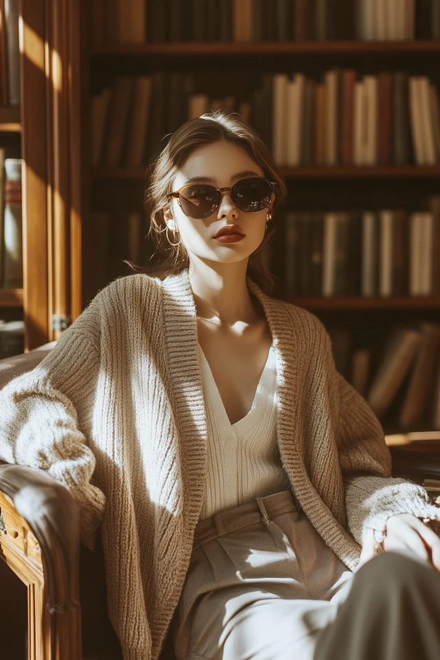 Casual Library Study Styles with Cardigans and Flats: Cozy Chic for Every Study Session - photo 5