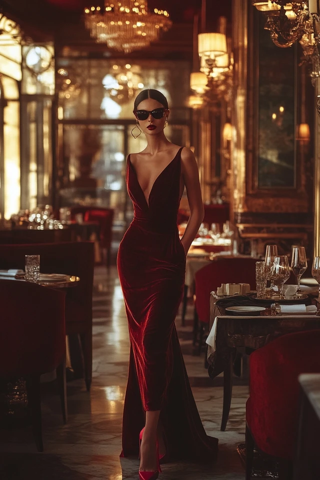 Sophisticated Anniversary Dinner Gowns with Velvet Textures: Elegance for Unforgettable Evenings - photo 5