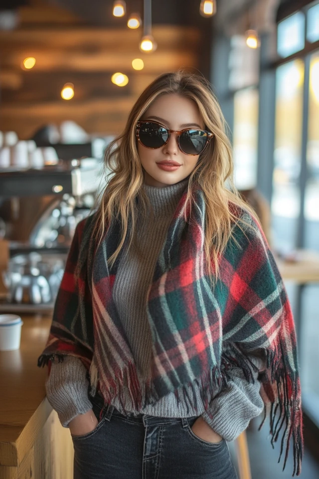 Cozy Coffee House Outfits with Blanket Scarves: Warmth and Style for Relaxed Moments - photo 5