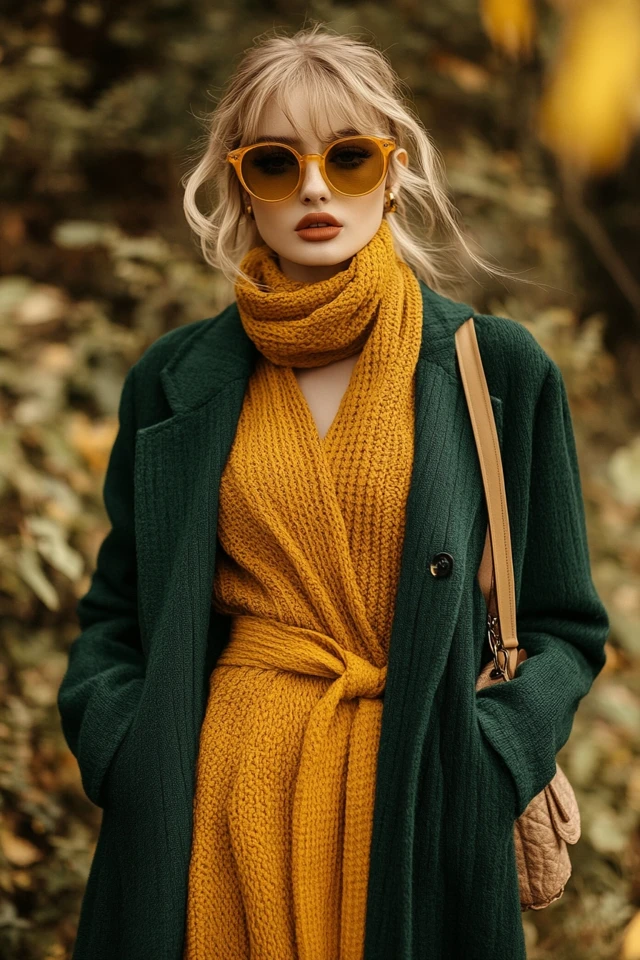 Golden Yellow and Deep Forest Green Pairings for Outerwear - photo 5
